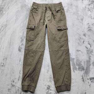 Monkey Ride Jeans Womens 3/26 Green High Rise Cargo Jogger Stretch Denim Pull On